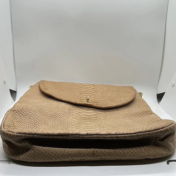 Henri Bendel Beautiful Tan Reptile Skin Print Leather Handbag Purse 🌸🌸 - Picture 12 of 12